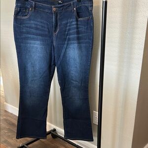 1822 Denim Blue Wide Leg Jeans with Natural Fading